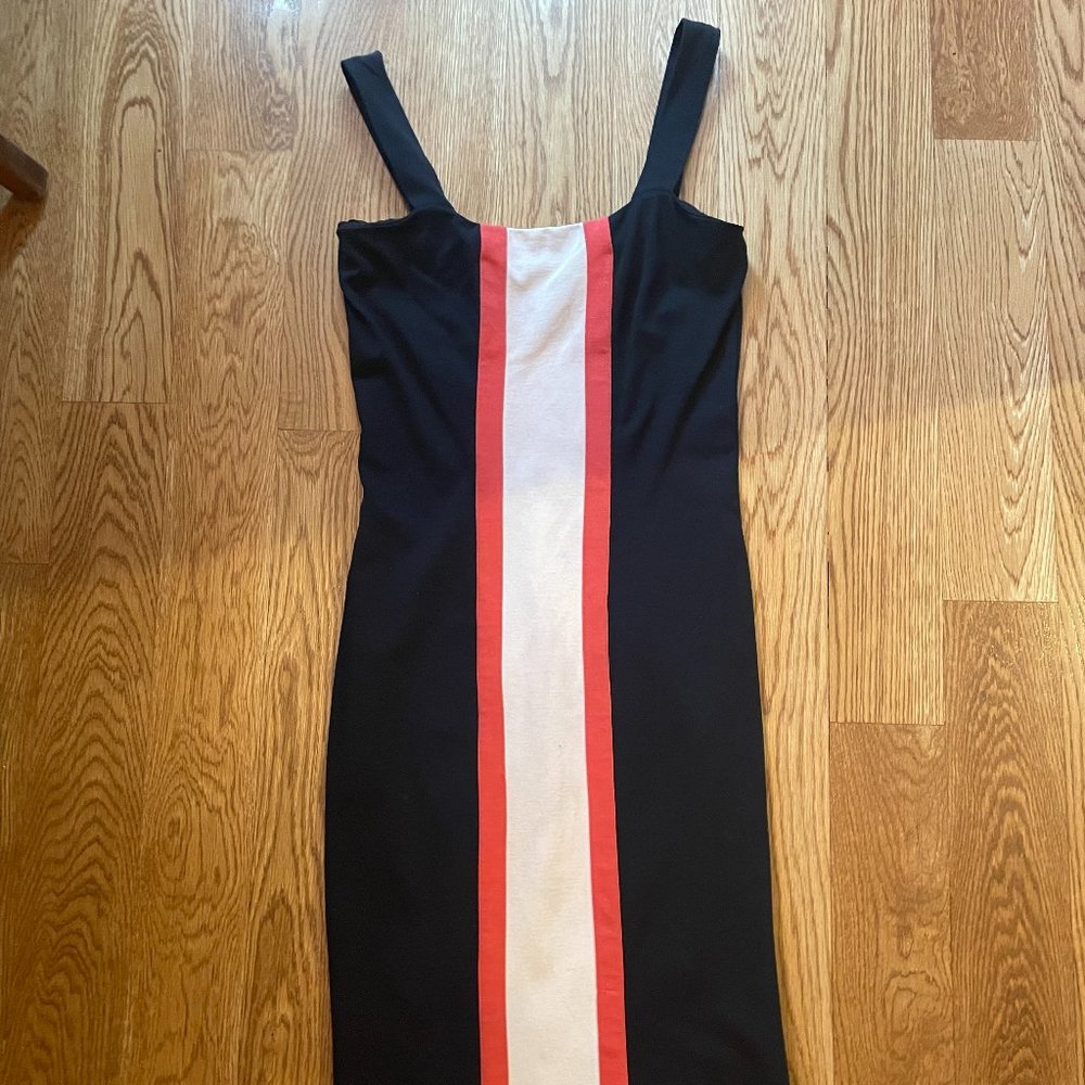 Vintage Diane Von Furstenberg Navy Orange & White Column Dress